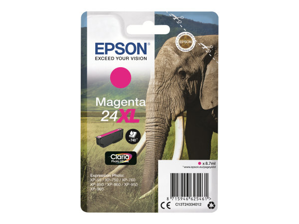 EPSON 1LB 24XL ink cartridge magenta high capacity 8.7ml 740 pages 1-pack blister without alarm