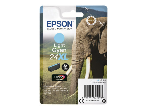 EPSON 5LB 24XL ink cartridge light cyan high capacity 9.8ml 740 pages 1-pack blister without alarm