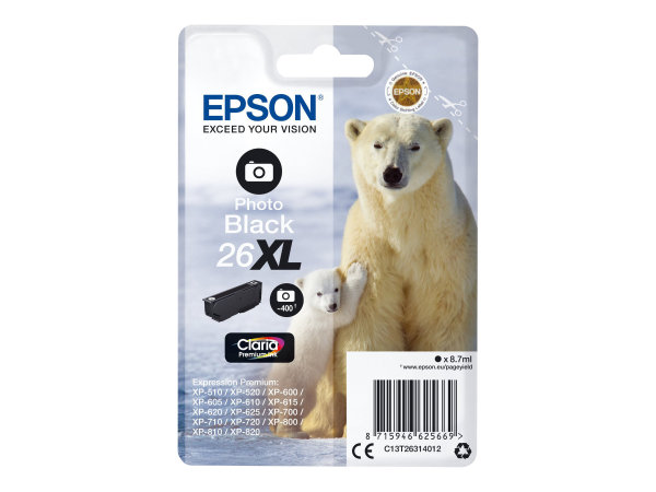 EPSON 5LB 26XL ink cartridge photo black high capacity 8.7ml 400 photos 1-pack blister without alarm