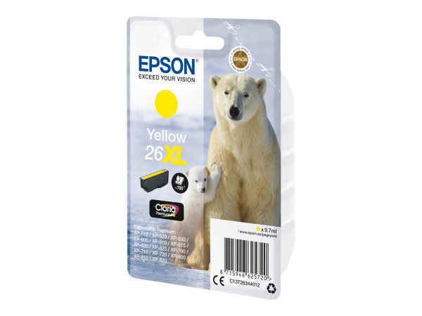 EPSON 3LB 26XL ink cartridge yellow high capacity 9.7ml 700 pages 1-pack blister without alarm