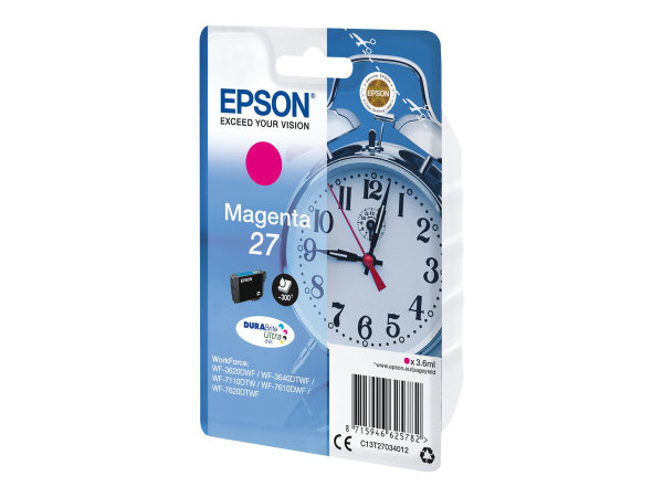 EPSON 1LB 27 ink cartridge magenta standard capacity 3.6ml 350 pages 1-pack blister without alarm - DURABrite ultra ink