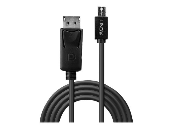 LINDY Mini DP zu DP Kabel, schwarz 1m MiniDisplayPort zu DisplayPort