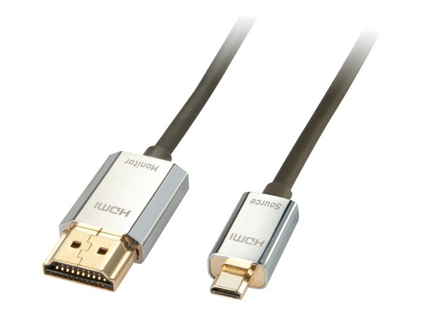 LINDY CROMO Slim HDMI High Speed A/D Kabel mit Chip, 3m mit Ethernet