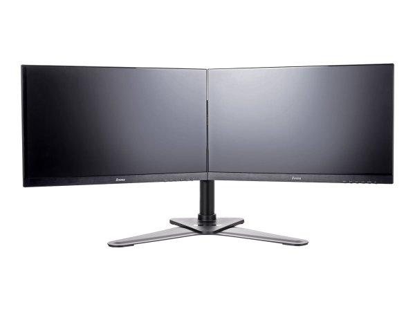 IIYAMA DS1002D-B1 Dual-Monitor Tischhalterung mit Standfuss für Displays von 10-30Zoll VESA 75x75 mm oder 100x100 mm Traglast 10 Kg