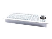 GETT IndoDur folienbeschichtete Tastatur m. Trackball-Frontplatte aus Aluminium mit Gewindebolzen und Kantenschutz IP65 Layout DE