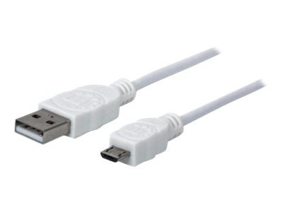 MANHATTAN Hi-Speed USB Micro-B Anschlusskabel USB 2.0 Typ A Stecker - Micro-B Stecker 480 Mbps 1m weiss