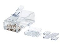 INTELLINET Cat6a RJ45 Modularstecker UTP 3-Punkt-Aderkontaktierung fuer Massivdraht 80 Stecker pro Becher