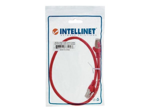 INTELLINET Netzwerkkabel Cat6 S/FTP CU LS0H 0,5m Rot RJ-45 Stecker / RJ-45 Stecker Vergoldete Kontakte