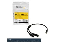 STARTECH.COM Slim Stereo Splitter Cable - 3.5mm Male to 2x 3.5mm Female