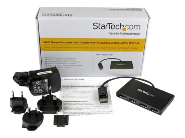 STARTECH.COM MST Hub - DisplayPort auf 4x Displayport - Multi Stream Transport Hub - DP 1.2 auf DP