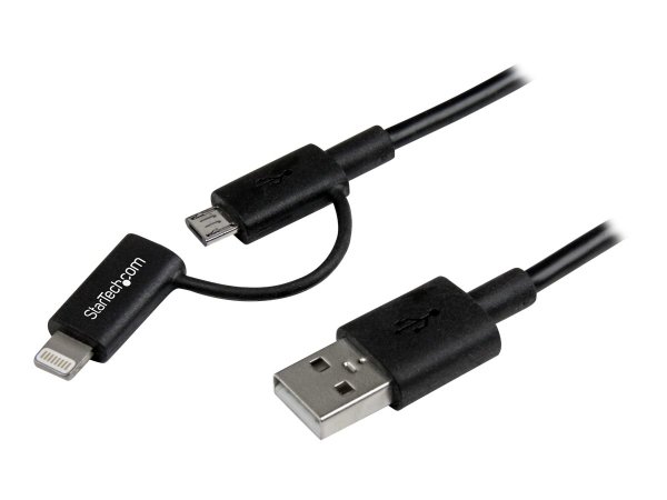 STARTECH.COM 1m Apple Lightning oder Micro USB auf USB Kabel - iPhone iPad iPod Lade- und Sync-Kabel - Schwarz