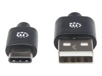 MANHATTAN Hi-Speed USB C Anschlusskabel USB 2.0 Typ A Stecker - Typ C Stecker 480 Mbps 1m Schwarz