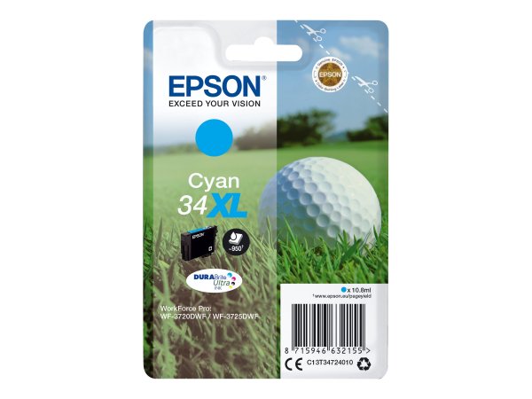 EPSON 2LB Singlepack 34XL Cyan DURABrite Ink Ultra XL