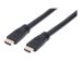 MANHATTAN HDMI-Kabel mit Ethernet-Kanal CL3-zertifiz. zur Wandinstallation HEC ARC 3D 4K60Hz Stecker/Stecker geschirmt schwarz 10m