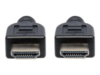 MANHATTAN HDMI-Kabel mit Ethernet-Kanal CL3-zertifiziert zur Wandinstallation HEC ARC 3D 4K60Hz Stecker/Stecker geschirmt schwarz 2m