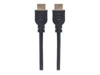 MANHATTAN HDMI-Kabel mit Ethernet-Kanal CL3-zertifiziert zur Wandinstallation HEC ARC 3D 4K60Hz Stecker/Stecker geschirmt schwarz 2m