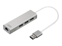 DIGITUS USB3.0 3-Port HUB & GLAN Adapter 3xUSB A/F...