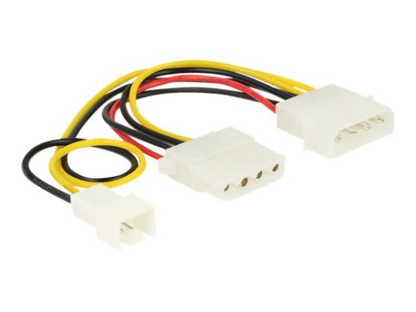 DELOCK Kabel Power Molex 4 Pin St > 1x Molex 4 Pin Bu+ 1x 3 Pin St Lüfter