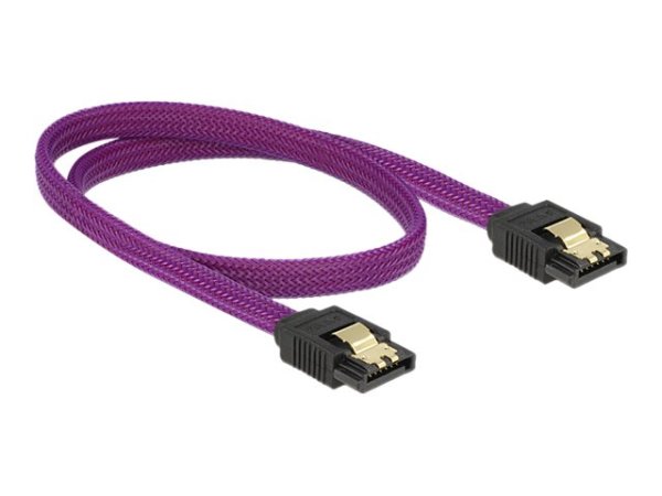 DELOCK Kabel SATA 6Gb/s 50cm violett ge/ge Metall Premium