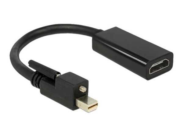 DELOCK Adapterkabel mini Displayport 1.2 Stecker mit Schraube > HDMI-A Buchse 25cm schwarz 4K aktiv