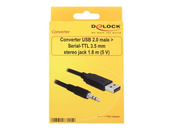 DELOCK Adapterkabel USB > Seriell-TTL Stecker 3,5 mm 3 Pin Klinke 1,8m 5 V