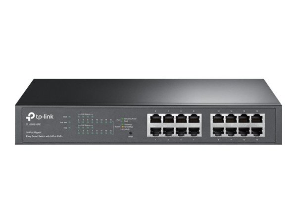 TP-LINK TL-SG1016PE 16-Port Gigabit Desktop/Rackmount PoE+ Easy Smart Switch 16x Gigabit RJ45 including 8x PoE+ ports 110W PoE