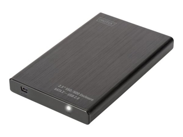 DIGITUS USB 2.0-SATA 2 SDD/HDD-Gehäuse 6,4cm 2,5Zoll 9,5 & 7,5 mm SSDs/HDDs Aluminium-Gehäuse o. Netzteil