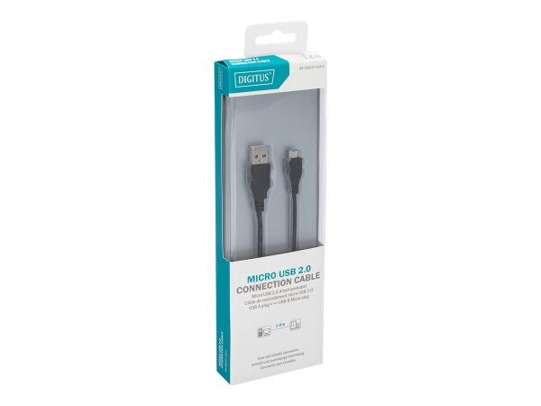 DIGITUS USB 2.0 Anschlusskabel Typ A - mikro B St/St 1,8m USB 2.0 kompatibel sw