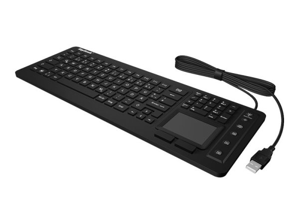 KEYSONIC KSK-6231 Tastatur INEL Silikon-Tastatur universell staub und wasserdicht Full-Size Touchpad mit Beleuchtung weiss (DE)