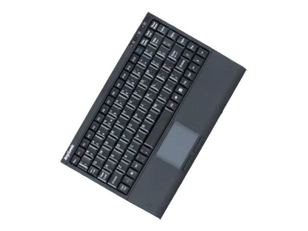 KEYSONIC ACK-540U+ Mini-Tastatur schwarz flacher Bauform Touchpad SoftTouch Funktionstasten USB Plug und Play (US)