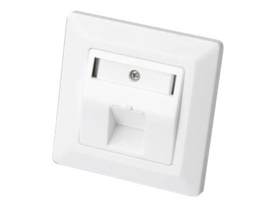 DIGITUS Frontplatte für Keystone Jacks 1x RJ45 Staubschutz 80x80 + Zentralplatte reinweiss seperater Masseanschluss