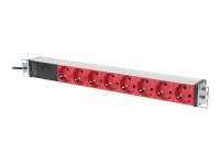 DIGITUS 1U Aluminium PDU 10A Plug 250VAC 50/60Hz 8x rote...