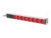 DIGITUS 1U Aluminium PDU 10A Plug 250VAC 50/60Hz 8x rote CEE 7/7 Abgriffe Vorsicherung IEC C14 Zuleitung