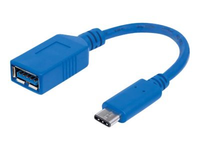 MANHATTAN USB-C Gen1 3.1 Kabel 15cm Typ C-Stecker / Typ A-Buchse 15cm 3 Ampere blau