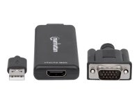 MANHATTAN VGA und USB auf HDMI Konverter Konvertiert die analogen Signale VGA-Video und USB-Audio in ein digitales HDMI-Signal