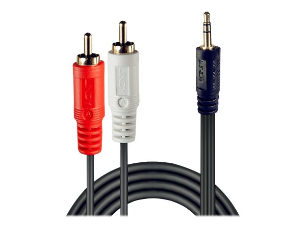 LINDY Premium Audio-Adapterkabel 1m 2x RCA Cinch Stecker an 3,5mm Klinkenstecker