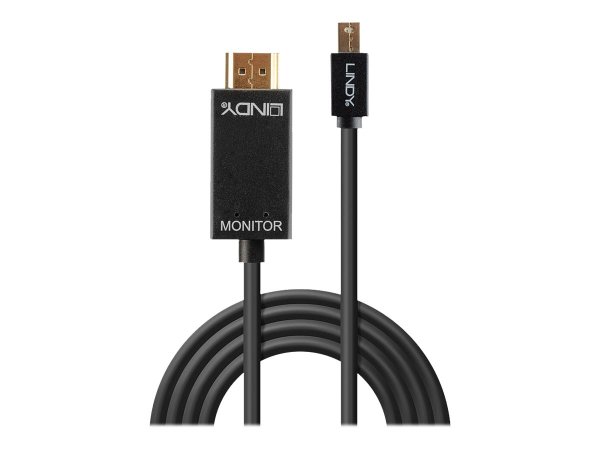 LINDY Kabel Mini DisplayPort/HDMI 4K30 DP: passiv 2m mDP Stecker an HDMI Stecker