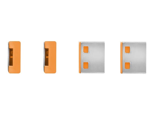 LINDY USB Portschloesser 4xORANGE+Key 4 Schloesser mit 1 Schluessel