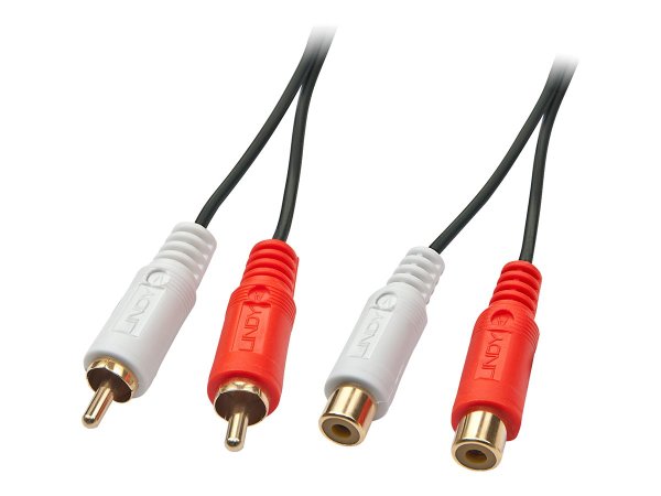 LINDY Audiokabel Stereo 2x RCA Male an 2x RCA female 5m vergoldet