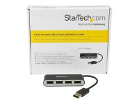 STARTECH.COM 4-Port Portable USB 2.0 Hub with Built-in Cable