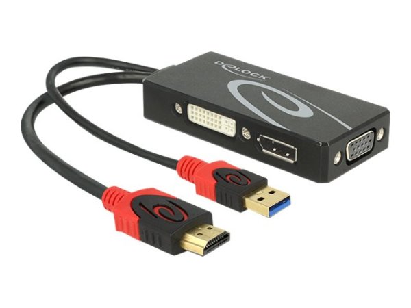 DELOCK Adapter HDMI Stecker > DVI / VGA / Displayport Buchse 4K schwarz