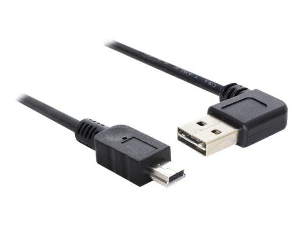 DELOCK Kabel EASY-USB 2.0 Typ-A Stecker gewinkelt links / rechts > USB 2.0 Typ Mini-B Stecker 0,5 m