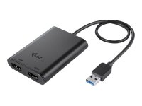 I-TEC USB 3.0 HDMI 2x HDMI 4K Ultra HD 4096x2160/60Hz Display Adapter mit DisplayLink Chip 6950 fuer MacOS Windows Android