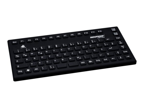 GETT InduProof Smart Compact Silikon Tastatur IP68 wasserdicht desinfizierbar schwarz 86 Tasten Layout: DE