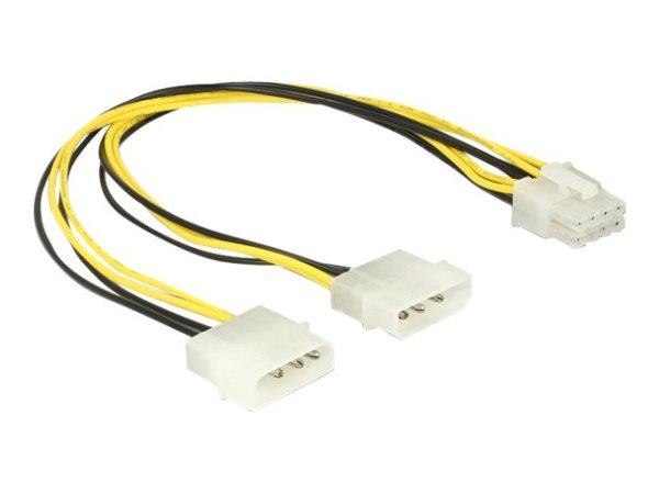 DELOCK Stromkabel 2 x 4 Pin Molex Stecker > 8 Pin EPS Stecker 30 cm