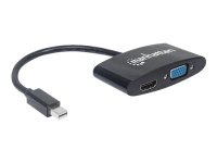 MANHATTAN 2-in-1 Mini-DisplayPort Adapter Mini-DisplayPort-Stecker auf HDMI/VGA-Buchse passiv schwarz