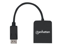 MANHATTAN DP auf 2-Port HDMI-Splitter mit MST verteilt ein DisplayPort-Signal auf zwei HDMI-Monitore 4K30Hz Strom ueber USB schwarz