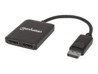 MANHATTAN DisplayPort auf 2-Port DP Splitter mit MST verteilt 1 DisplayPort-Signal auf 2 DisplayPort-Monitore 4K30Hz Strom ueber USB