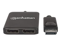 MANHATTAN DisplayPort auf 2-Port DP Splitter mit MST verteilt 1 DisplayPort-Signal auf 2 DisplayPort-Monitore 4K30Hz Strom ueber USB