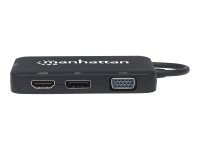 MANHATTAN USB-C Audio/Video-Konverter 4- in-1 USB 3.1 Typ C-Stecker auf HDMI-/DisplayPort-/VGA- oder DVI-Buchse schwarz